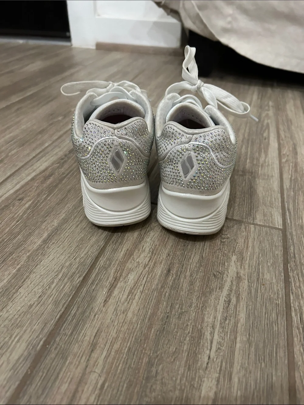 Skechers Kids White Iridescent Rhinestone Sneakers - Picture 3 of 4